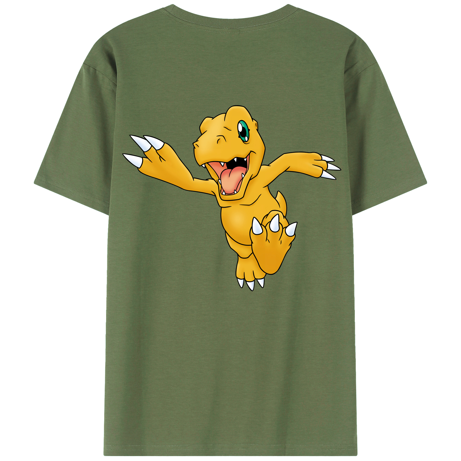 （画像用） Digimon デジタルモンスター/デジモン 綿100％ メンズ半袖Tシャツ（バックプリント） 通気性